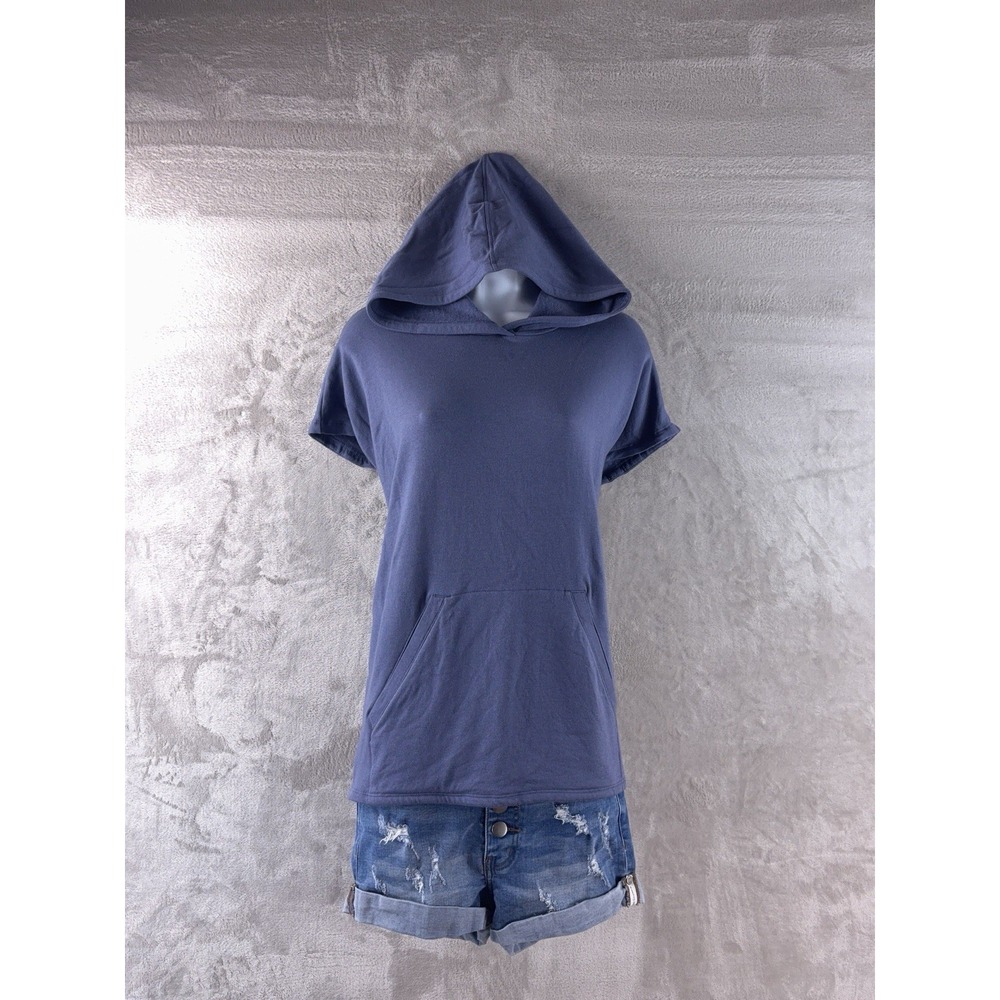 Eileen Fisher Hooded Sweatshirt Womens Size Medium Blue Organic Cotton